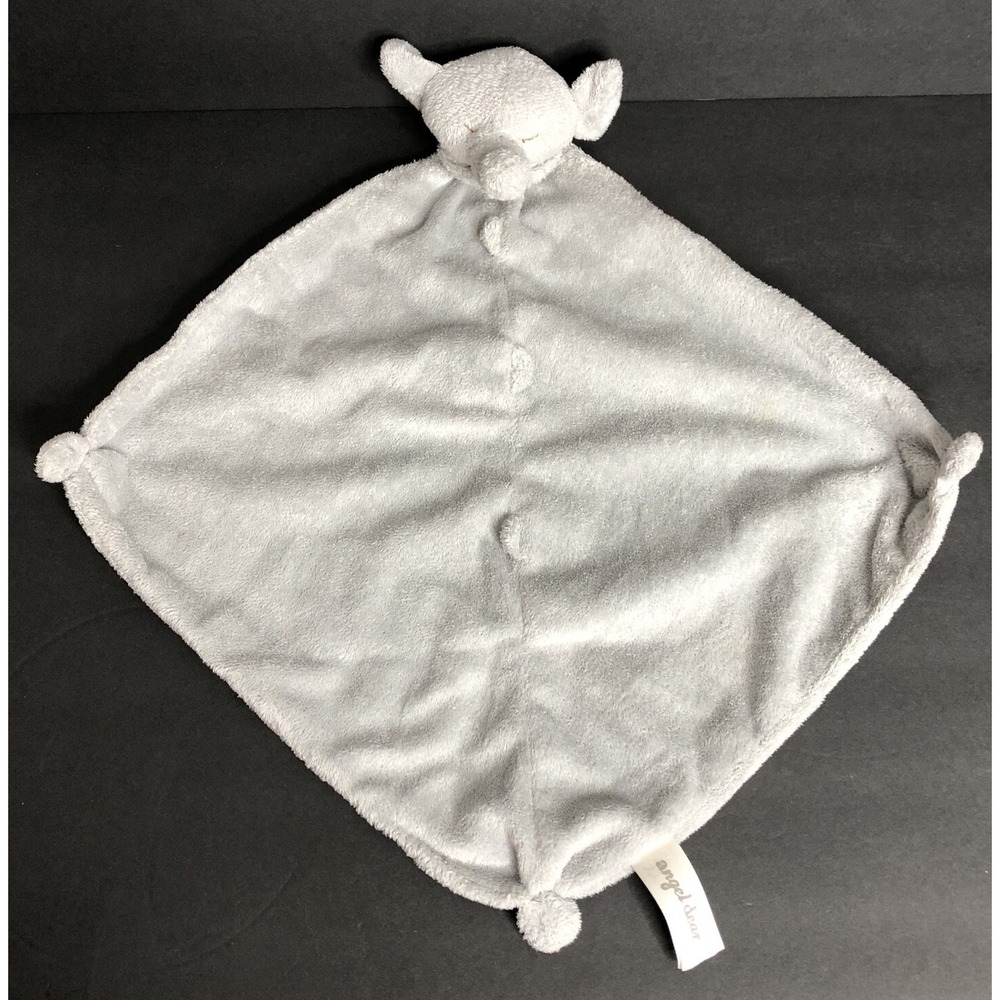 Angel Dear Lovey Gray Elephant Closed Eyes Plush Security Blanket Baby Knots